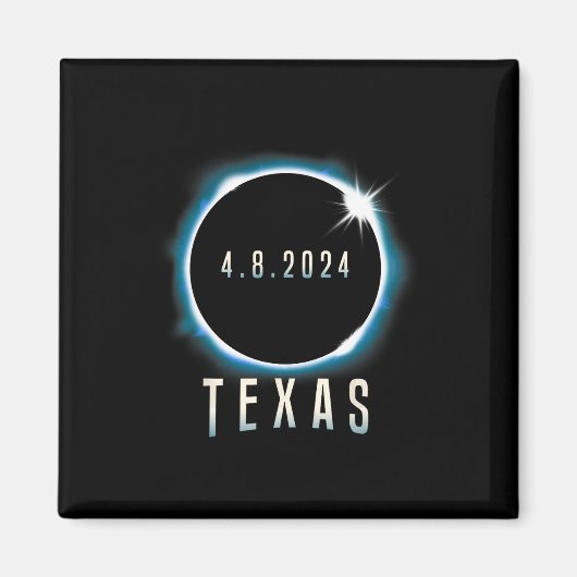 Texas Total Solar Eclipse 2024 Blauw April 8 Manne Magneet (Voorkant)