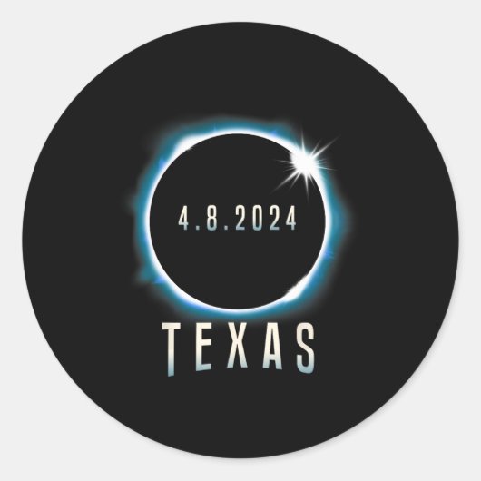 Texas Total Solar Eclipse 2024 Blauw April 8 Manne Ronde Sticker (Voorkant)