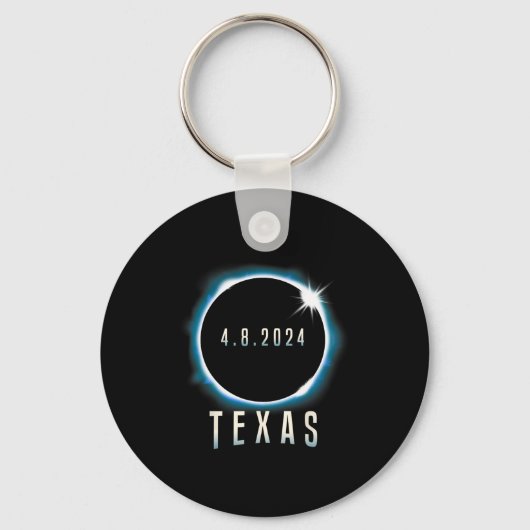 Texas Total Solar Eclipse 2024 Blauw April 8 Manne Sleutelhanger (Voorkant)
