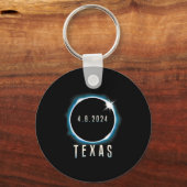 Texas Total Solar Eclipse 2024 Blauw April 8 Manne Sleutelhanger (Voorkant)
