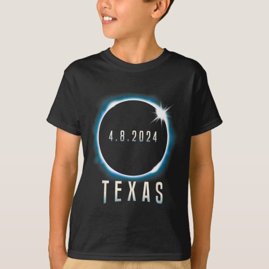 Texas Total Solar Eclipse 2024 Blauw April 8 Manne T-shirt (Voorkant)