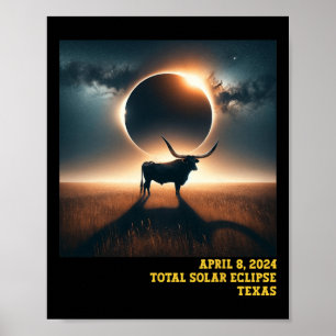 Texas Total Solar Eclipse 2024 Herdenkingsdag Astr Poster