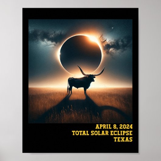 Texas Total Solar Eclipse 2024 Herdenkingsdag Astr Poster (Voorkant)