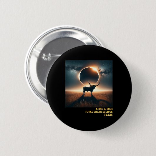 Texas Total Solar Eclipse 2024 Herdenkingsdag Astr Ronde Button 5,7 Cm (Voorkant /achterkant)