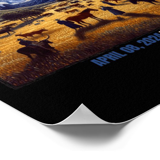 Texas Total Solar Eclipse 8 april 2024 Texas Solar Poster (Hoek)