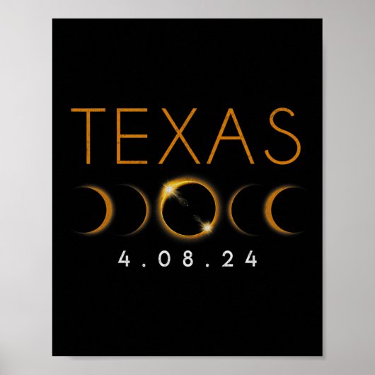 Texas Total Solar Eclipse 8 april 2024 Texas Solar Poster (Voorkant)
