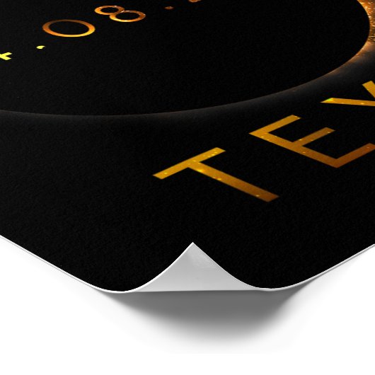 Texas Total Solar Eclipse 8 april 2024 Texas Solar Poster (Hoek)