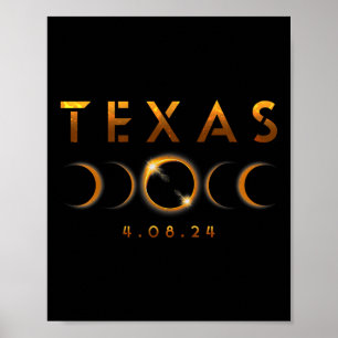 Texas Total Solar Eclipse 8 april 2024 Texas Solar Poster