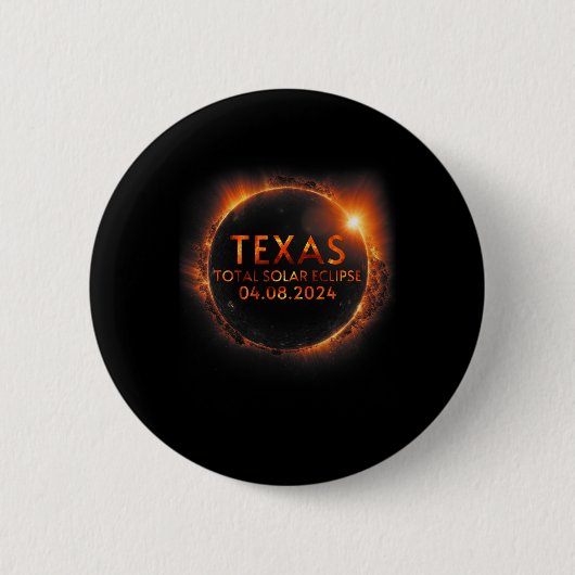 Texas Total Solar Eclipse 8 april 2024 Texas Solar Ronde Button 5,7 Cm (Voorkant)