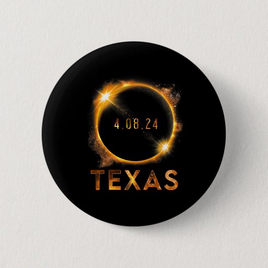 Texas Total Solar Eclipse 8 april 2024 Texas Solar Ronde Button 5,7 Cm (Voorkant)