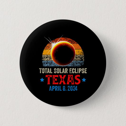 Texas Total Solar Eclipse 8 april 2024 Texas Solar Ronde Button 5,7 Cm (Voorkant)