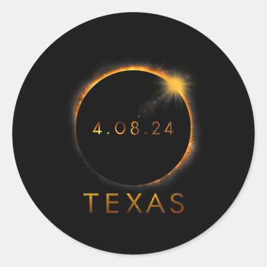 Texas Total Solar Eclipse 8 april 2024 Texas Solar Ronde Sticker (Voorkant)