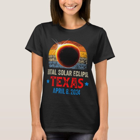 Texas Total Solar Eclipse 8 april 2024 Texas Solar T-shirt (Voorkant)