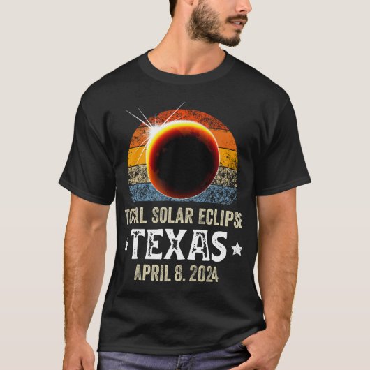 Texas Total Solar Eclipse 8 april 2024 Texas Solar T-shirt (Voorkant)