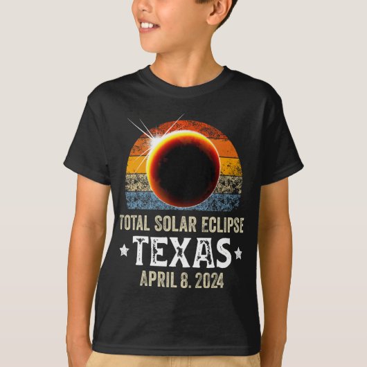 Texas Total Solar Eclipse 8 april 2024 Texas Solar T-shirt (Voorkant)