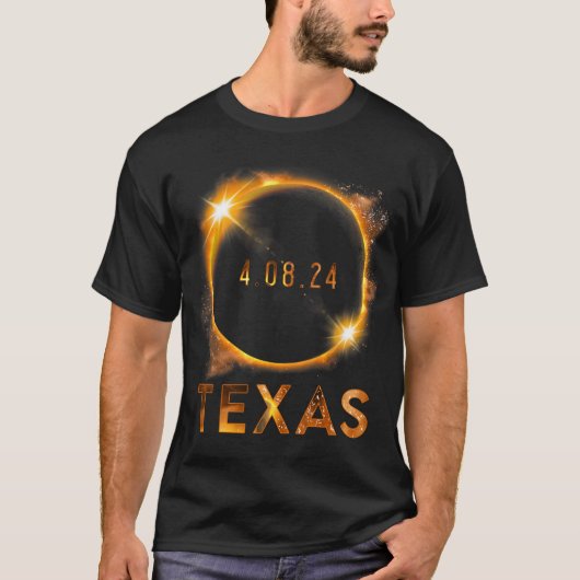 Texas Total Solar Eclipse 8 april 2024 Texas Solar T-shirt (Voorkant)