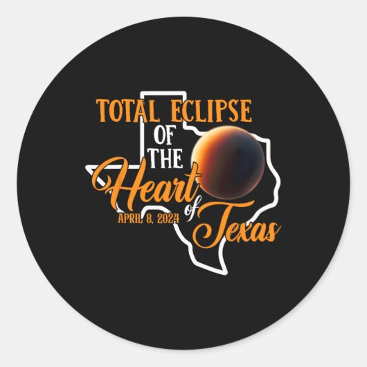 Texas Total Solar Eclipse April 8 2024 Verenigde S Ronde Sticker (Voorkant)