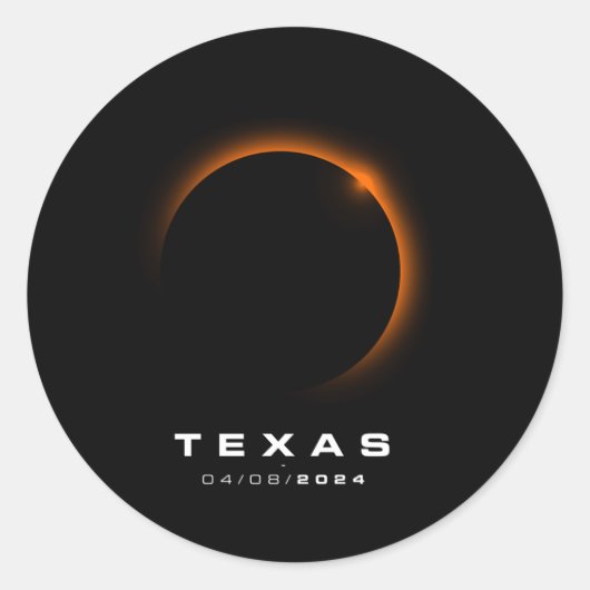 Texas Totale Zonneverduistering 2024 Texas Zonneve Ronde Sticker (Voorkant)