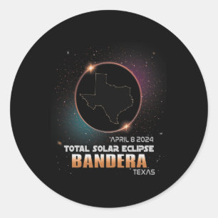Texas Totale Zonsverduistering 2024 1 Ronde Sticker
