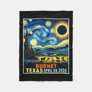 Texas Totale Zonsverduistering 2024 Sterrennacht Fleece Deken