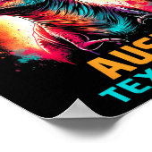 Texas Totale Zonsverduistering 2024 T Rex Dinosaur Poster (Hoek)