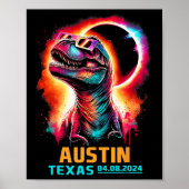Texas Totale Zonsverduistering 2024 T Rex Dinosaur Poster (Voorkant)