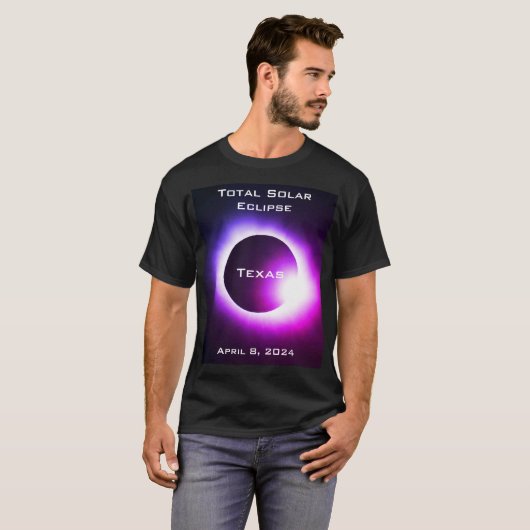 Texas Totale zonsverduistering 8 april 2024 T-shirt (Voorkant volledig)