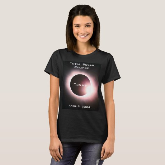 Texas Totale zonsverduistering 8 april 2024 T-shirt (Voorkant volledig)