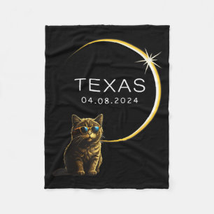 Texas Totale Zonsverduistering Kat Illustratie Fleece Deken