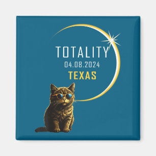 Texas Totale Zonsverduistering Kat Illustratie Magneet