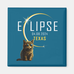 Texas Totale Zonsverduistering Kat Illustratie Magneet