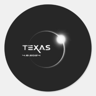 Texas Totality 4.08.2024 Totale Zonsverduistering Ronde Sticker