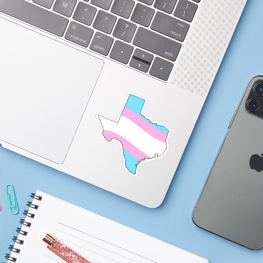 Texas Trans Pride Sticker (Laptop met iPhone)