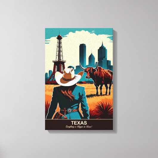 Texas Travel: Alles is groter Canvas Afdruk (Voorkant)