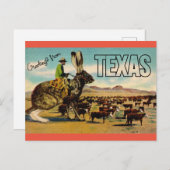 Texas Travel Greetings Briefkaart - Vintage Travel (Voorkant / Achterkant)
