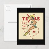 Texas Travel  Pin Up Meisje Briefkaart (Voorkant / Achterkant)