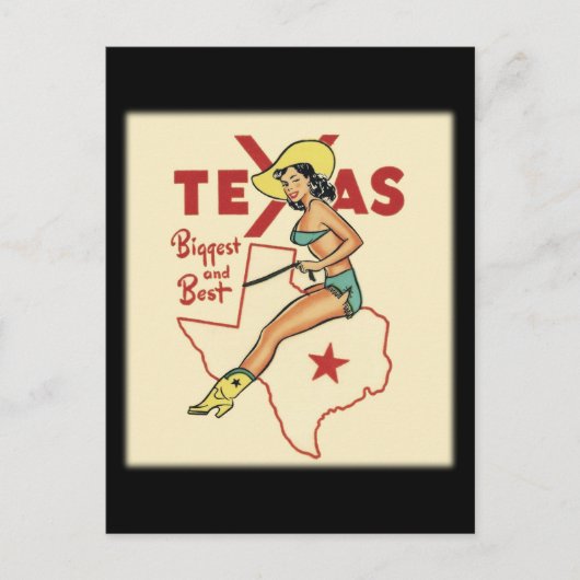 Texas Travel  Pin Up Meisje Briefkaart (Voorkant)