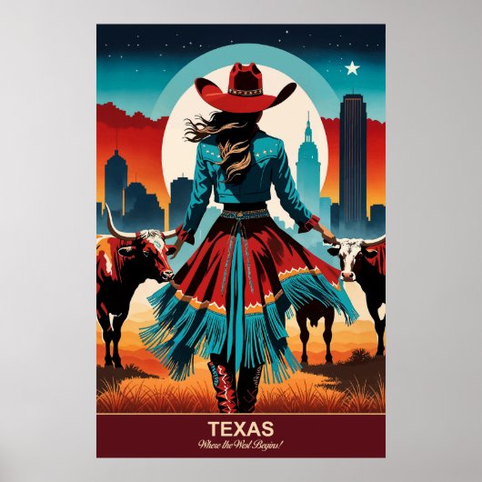 Texas Travel: Waar het Westen begint Travel Poster (Voorkant)