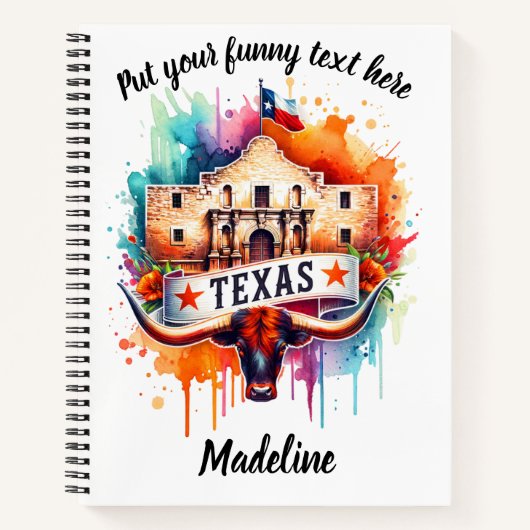 Texas Tribute met Alamo en Longhorn Notitieboek (Voorkant)