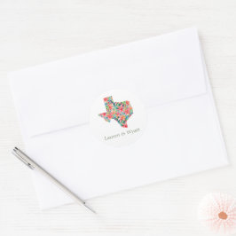 Texas Tropical Bright Botanische Bloemen Bruiloft Ronde Sticker