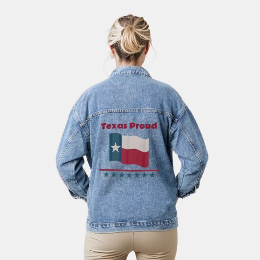 Texas Trots Lange Star State Waving Vlag Denim Jacket (Model)