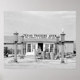 Texas Truckstop, 1939. Oude foto Poster