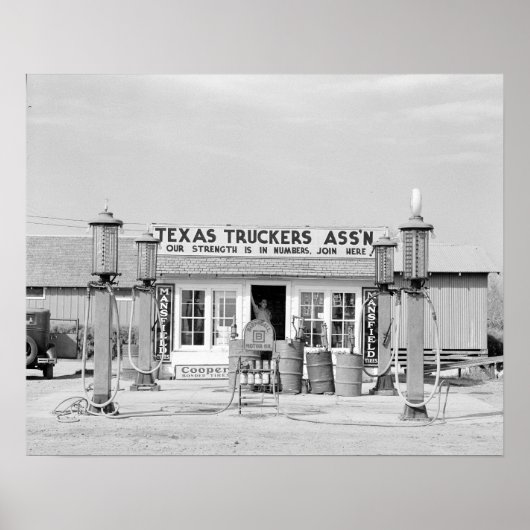 Texas Truckstop, 1939. Oude foto Poster (Voorkant)