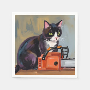 Texas Tuxedo Kat Kettingzaag Slachting Grappig Hal Servet