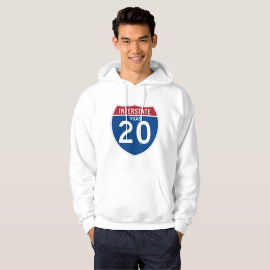 Texas TX I-20 Interstate Highway Shield - Hoodie (Voorkant volledig)