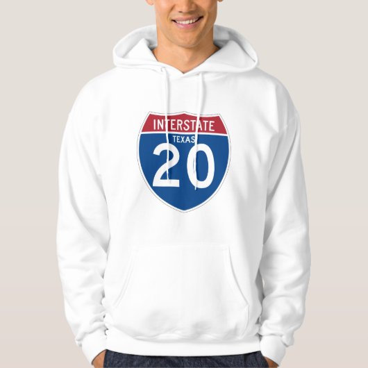 Texas TX I-20 Interstate Highway Shield - Hoodie (Voorkant)