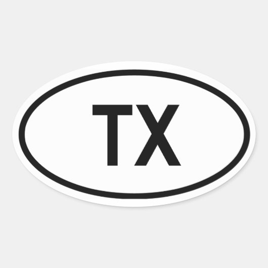 Texas "TX" Ovale Sticker (Voorkant)