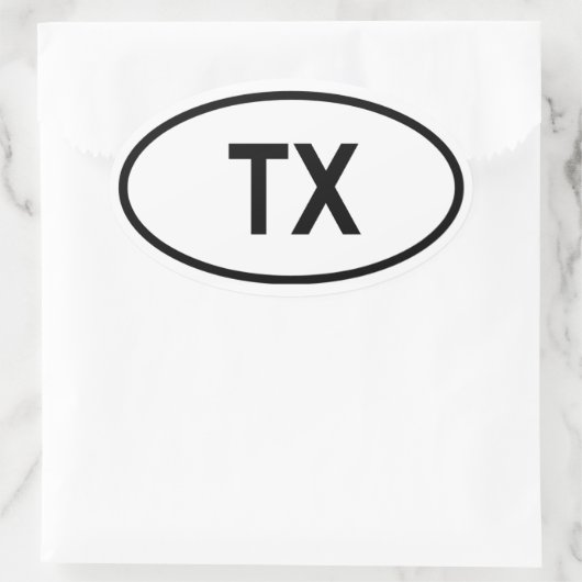 Texas "TX" Ovale Sticker (Tas)