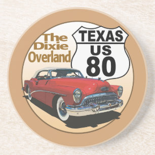 Texas US Route 80 - De Dixie Overland Zandsteen Onderzetter
