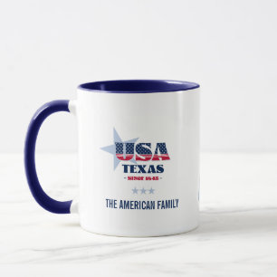 Texas USA 1845 Blue Star gepersonaliseerde mok